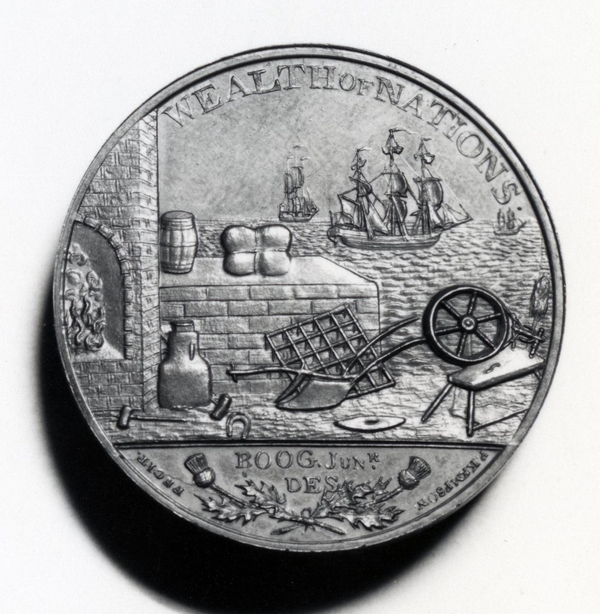 Scottish Penny till minne av Adam Smith (omvänd), 1797 (koppar) (för framsidan se XJF448269) av Scottish School