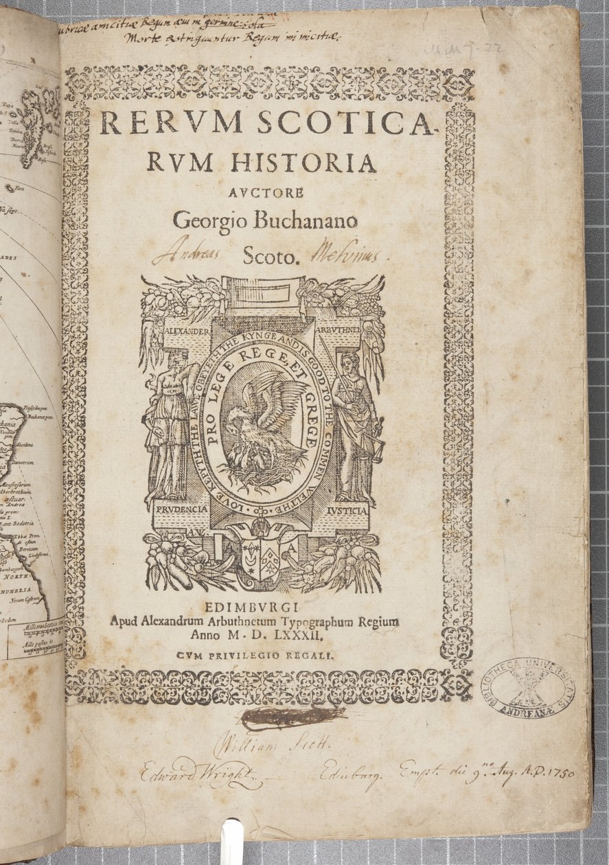 Titelsidan för Historia Scoticarum av George Buchanan av Scottish School