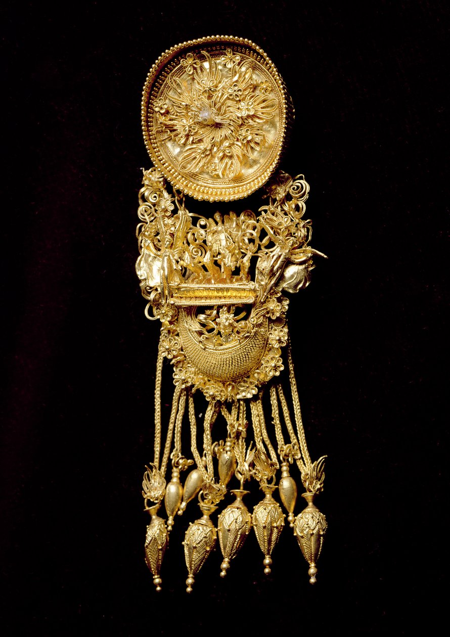 Örhänge, från Feodosian nekropolis, Krim, 300-talet f.Kr. (guld) av Scythian