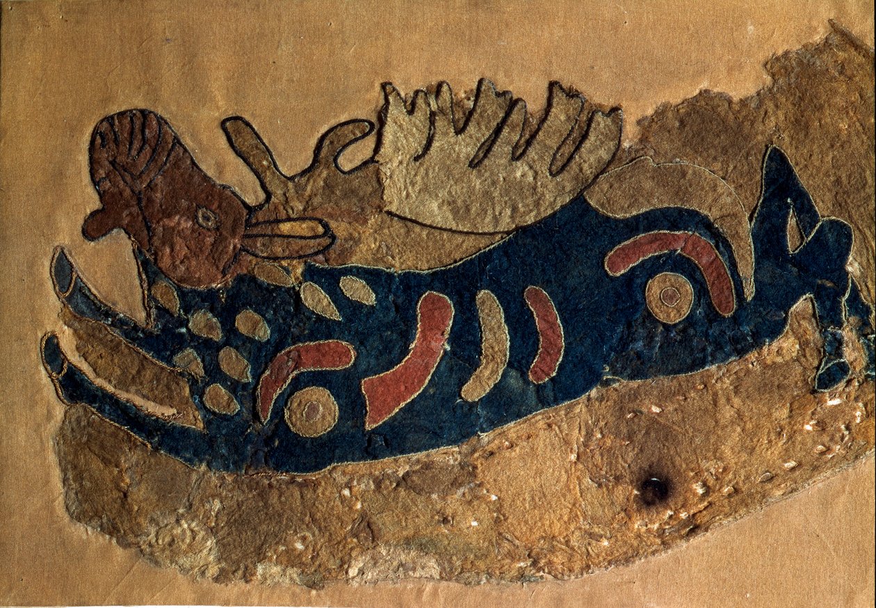 Art Scythe (Scythic Civilization eller Scythia): fragment av en sadelbeläggning av filt. Sankt Petersburg, Hermitagemuseet av Scythian Scythian