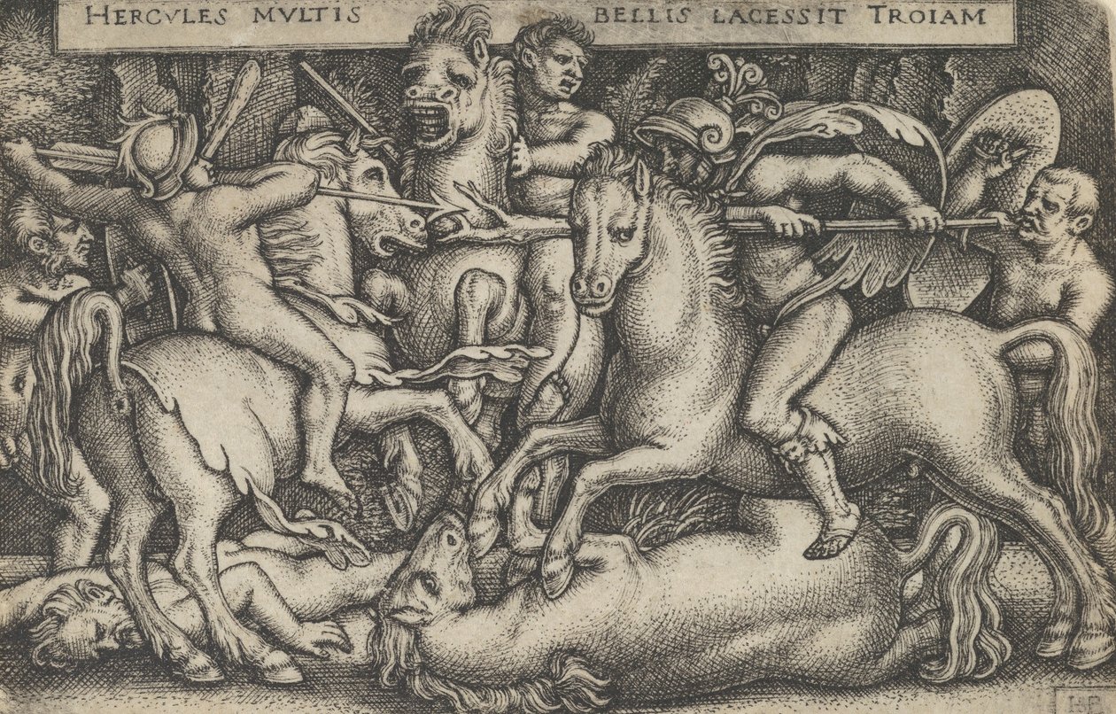 Hercules Fighting Against the Trojans, från The Labours of Hercules, 1545. av Sebald Beham