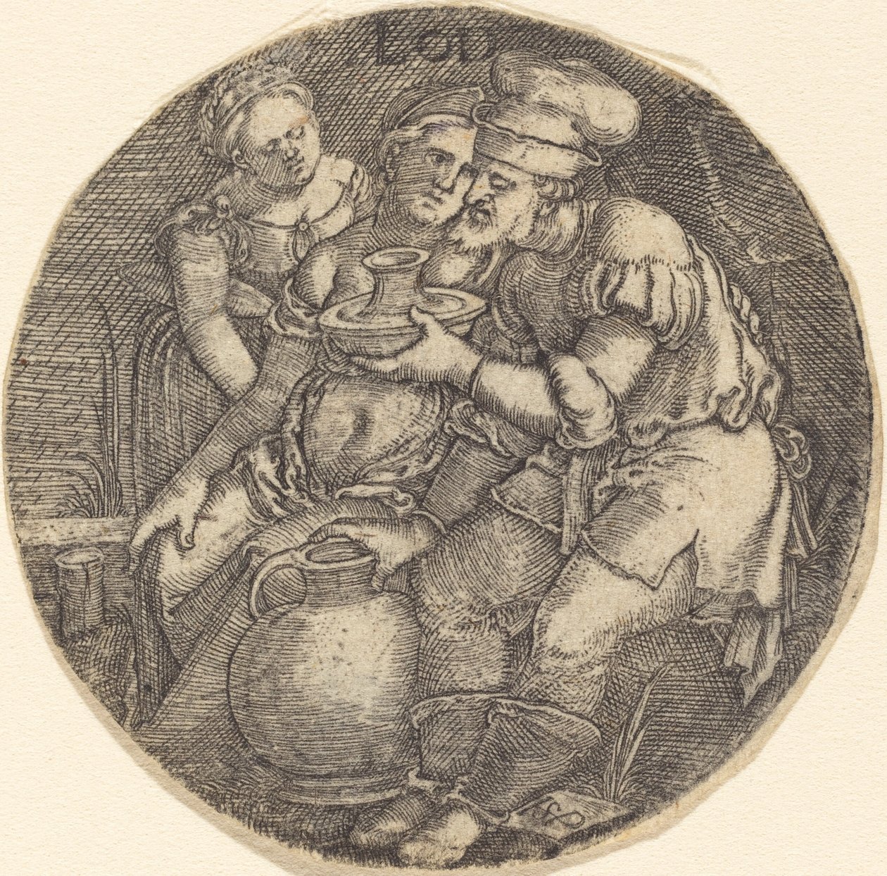 Lot och hans döttrar av Sebald Beham