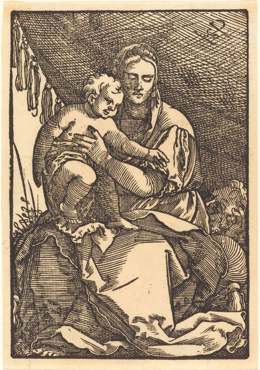 Madonna och barn under en baldakin av Sebald Beham