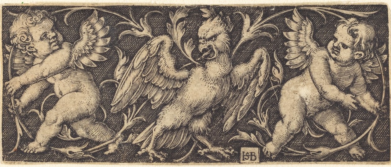 Prydnad med Eagle och Two Genii av Sebald Beham