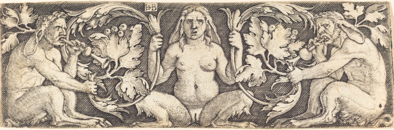 Prydnad med tre satyrer av Sebald Beham