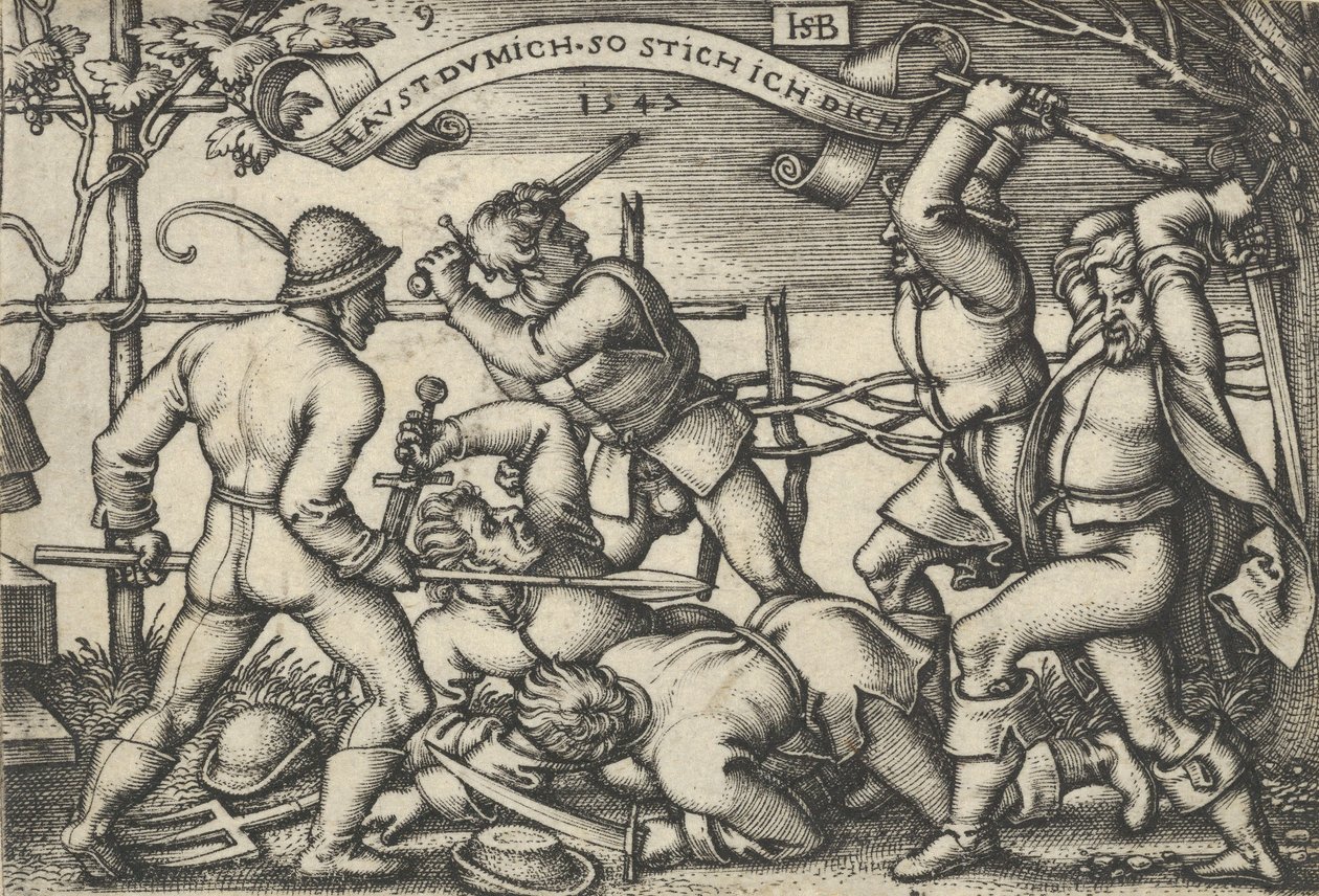 Bondebråk, från Bondefesten eller de tolv månaderna, 1547. av Sebald Beham