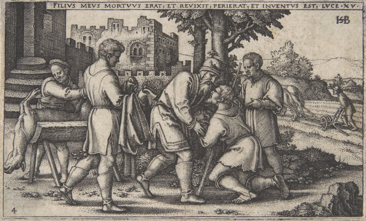 Return of the Prodigal Son, från The History of the Prodigal Son, ca. 1540., av Sebald Beham