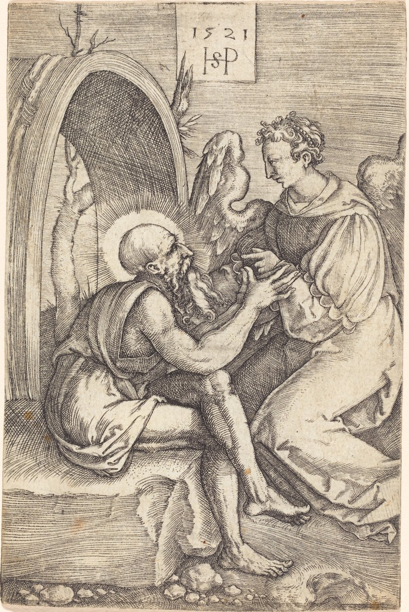 Saint Hieronymus med ängeln av Sebald Beham