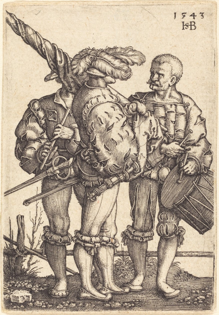 Fanebärare, trummis och pipare av Sebald Beham
