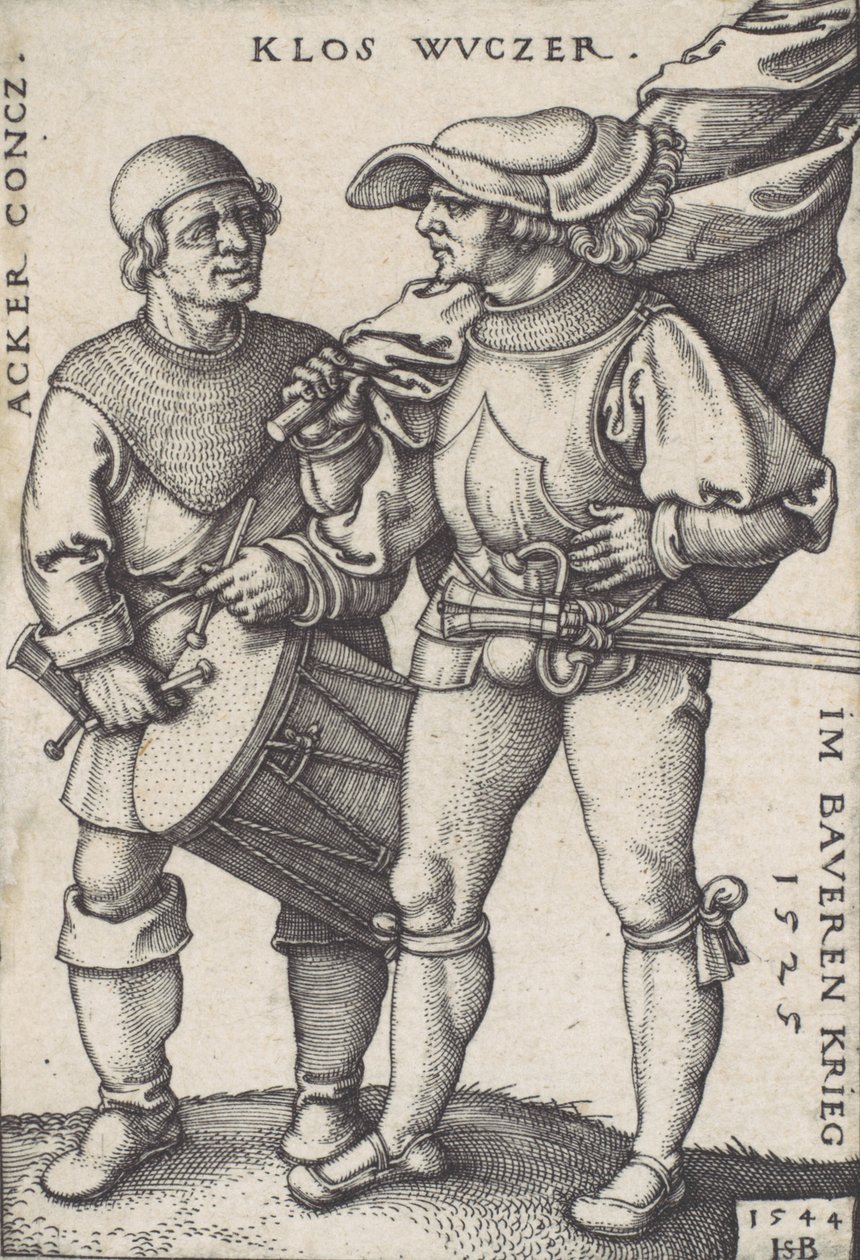 Fanbärare och trummis, 1544. av Sebald Beham