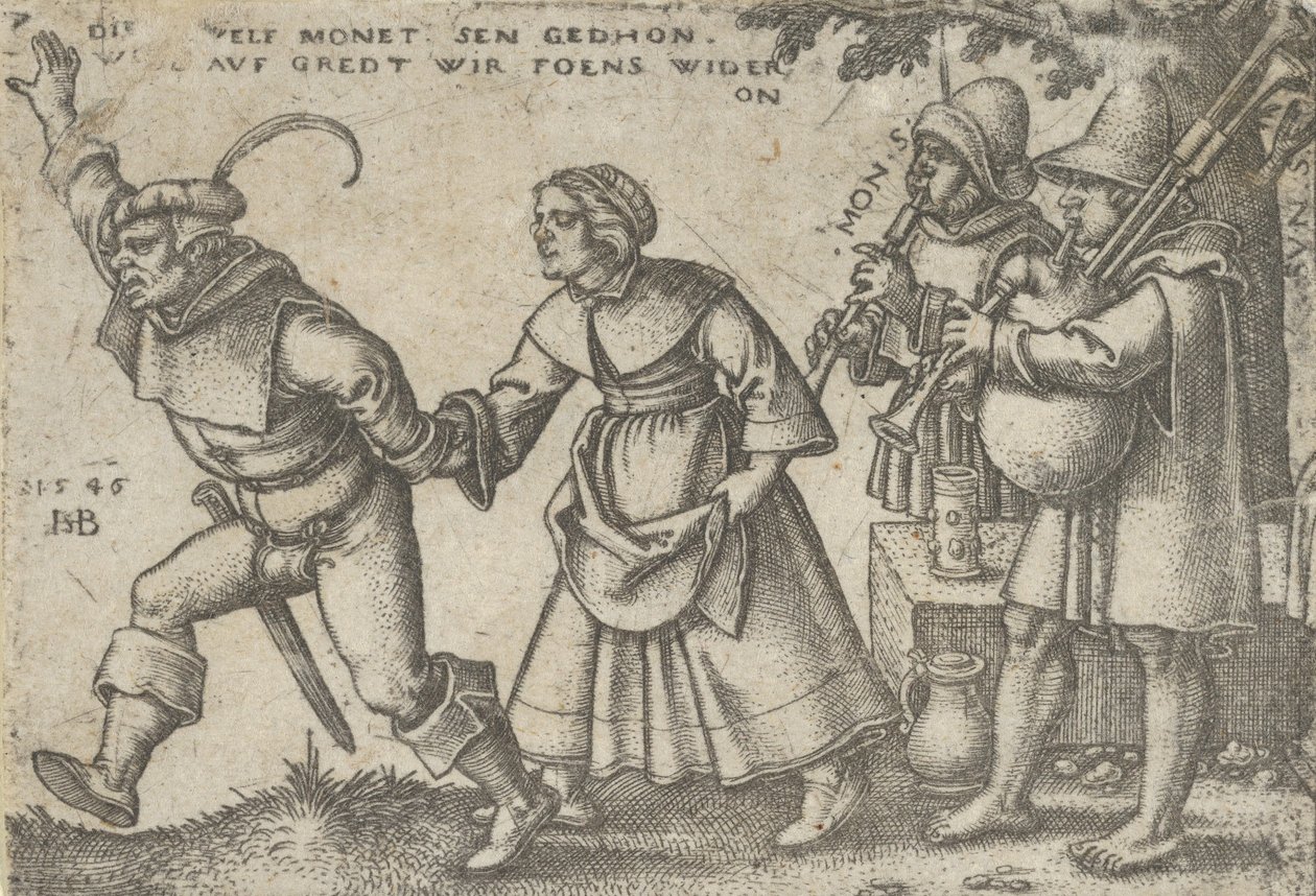 Årets slut, från Bondefesten eller de tolv månaderna, 1546. av Sebald Beham