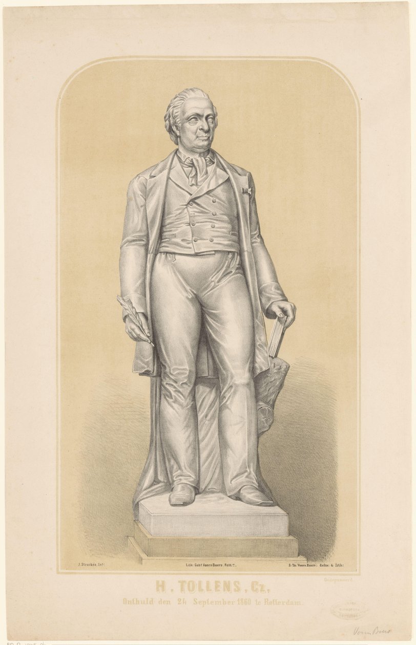 Staty av Hendrik Tollens H. Tollenz, Cz, avslöjad 24 september 1860 i Rotterdam (titel på objekt) av Sebastiaan Theodorus Voorn Boers
