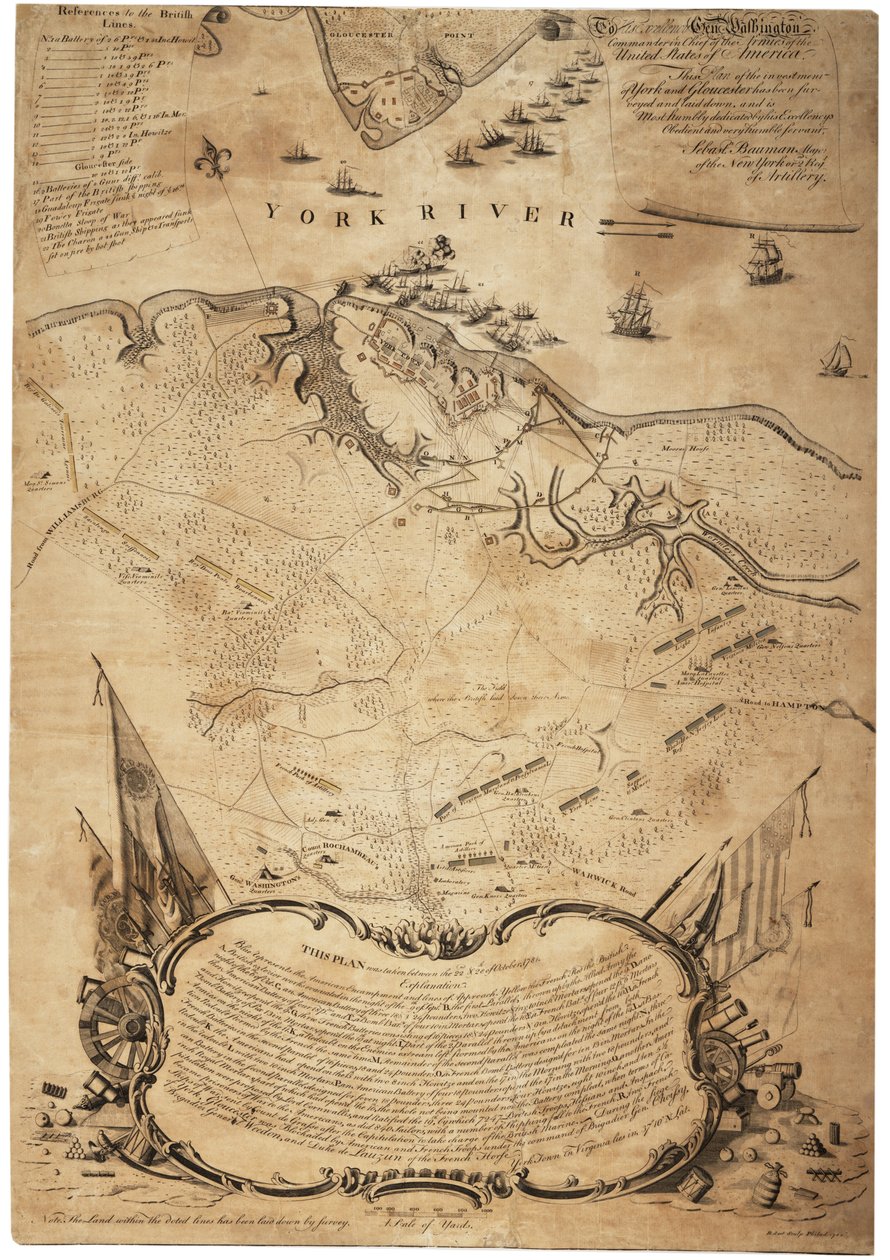 Plan för investeringen i York och Gloucester (Va.) [Yorktown], ca februari 1782 av Sebastian Bauman