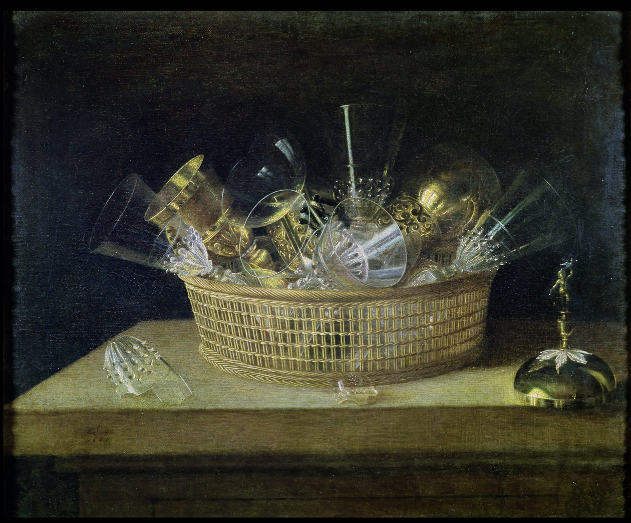 Stilleben med en korg med glasögon, 1644 av Sebastian Stoskopff