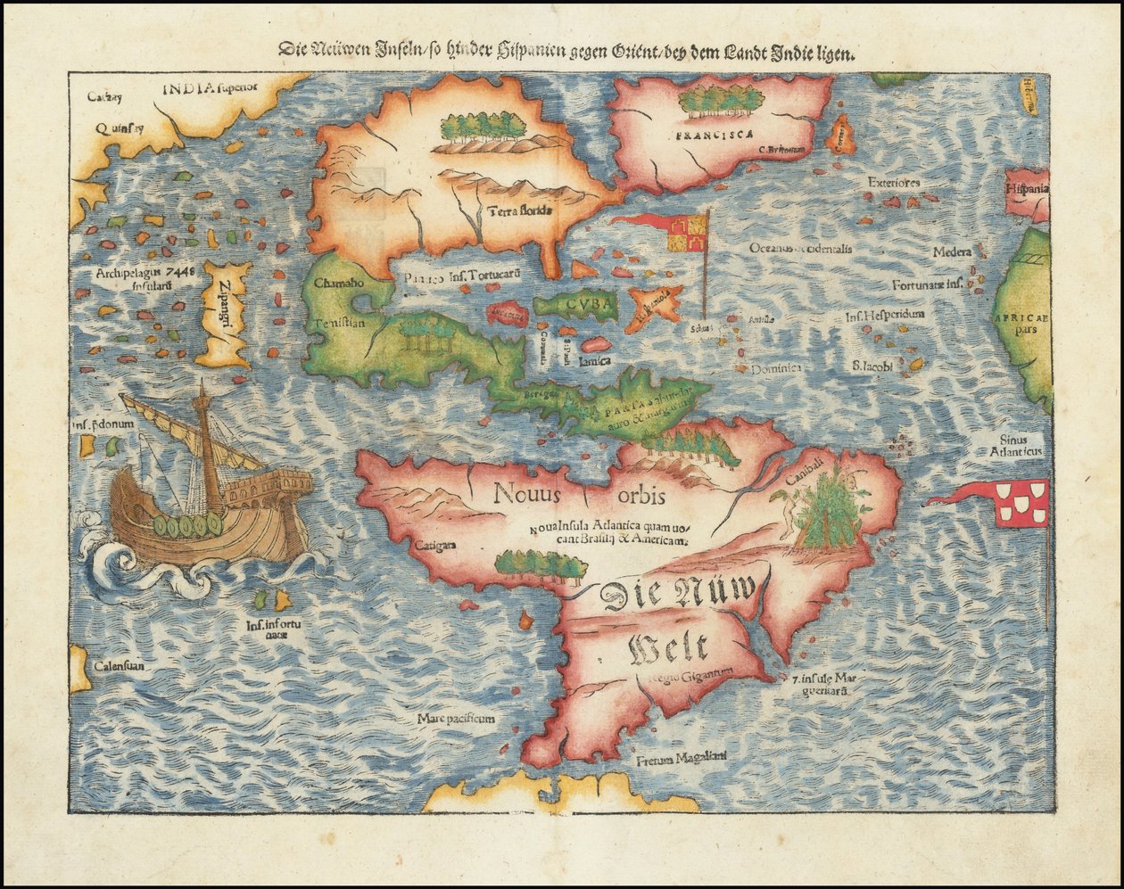 1561 års karta över Amerika av Sebastian Münster av Sebastian Munster