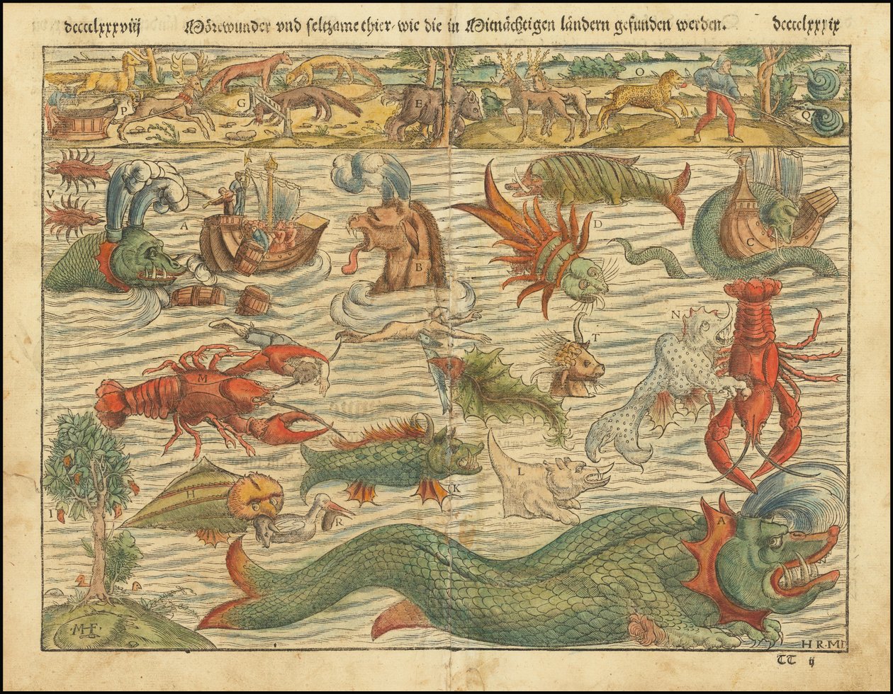 1570 års utgåva av Sebastian Münsters karta över havsmonster av Sebastian Munster