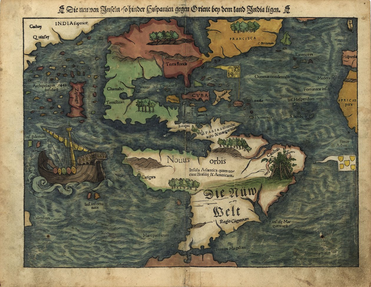 De nya öar som ligger mellan Hispania och Orienten nära landet Indien. LOC 2005630224 av Sebastian Munster