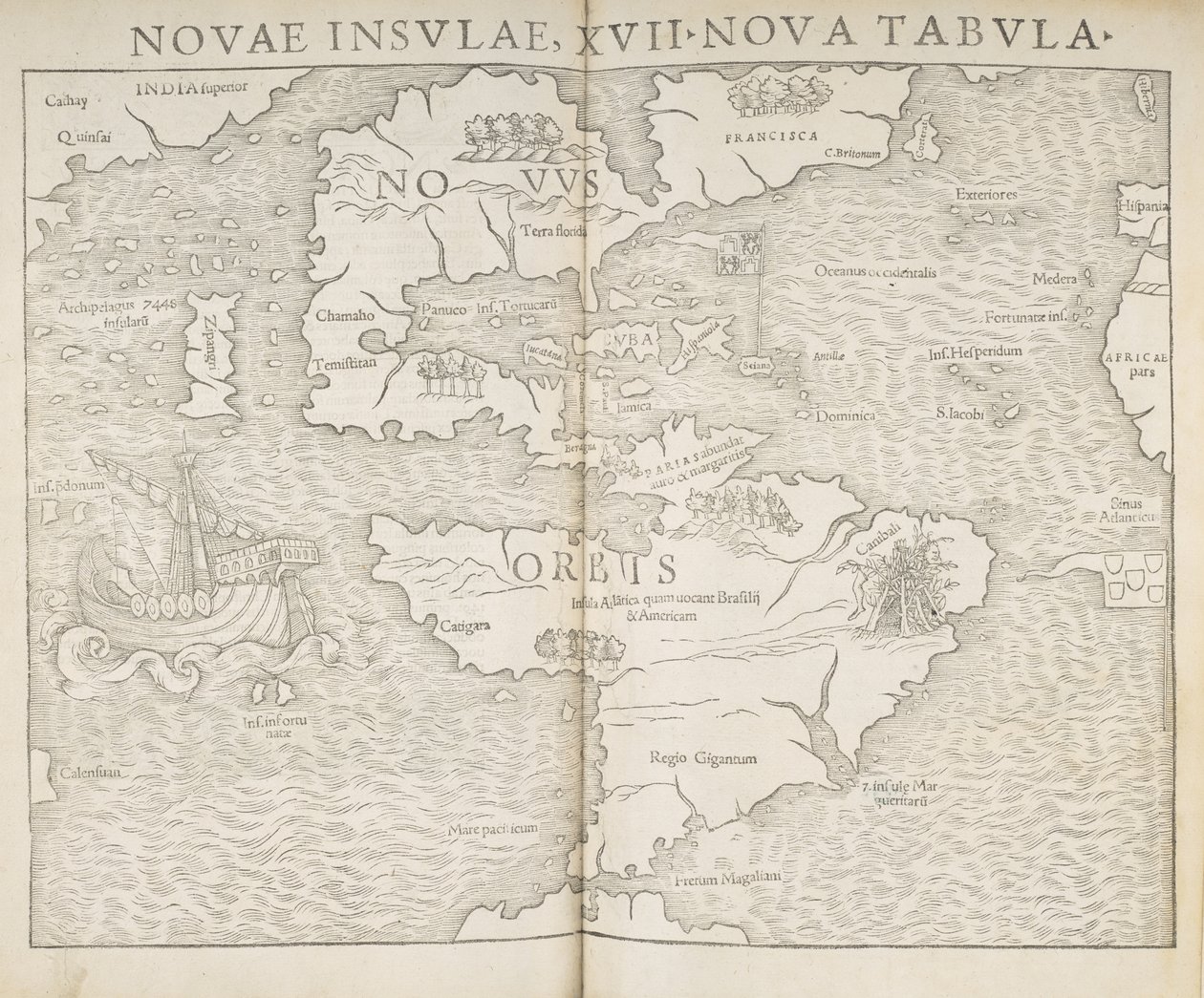 Karta över Nordamerika, New Islands, 17 nya kartor, Sebastian Munster av Sebastian Munster