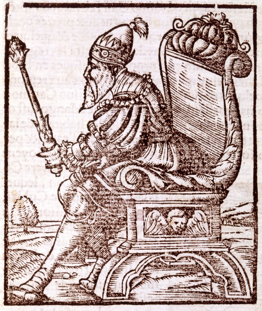 Qubilai (Kubilai Khan, förste kejsare av den mongoliska Yuan-dynastin (1215-1294) - i "" Cosmographia"" av S. Munster. Paris av Sebastian Munster