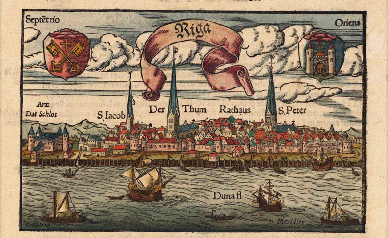 Riga From the Cosmographia, ca 1568 av Sebastian Munster
