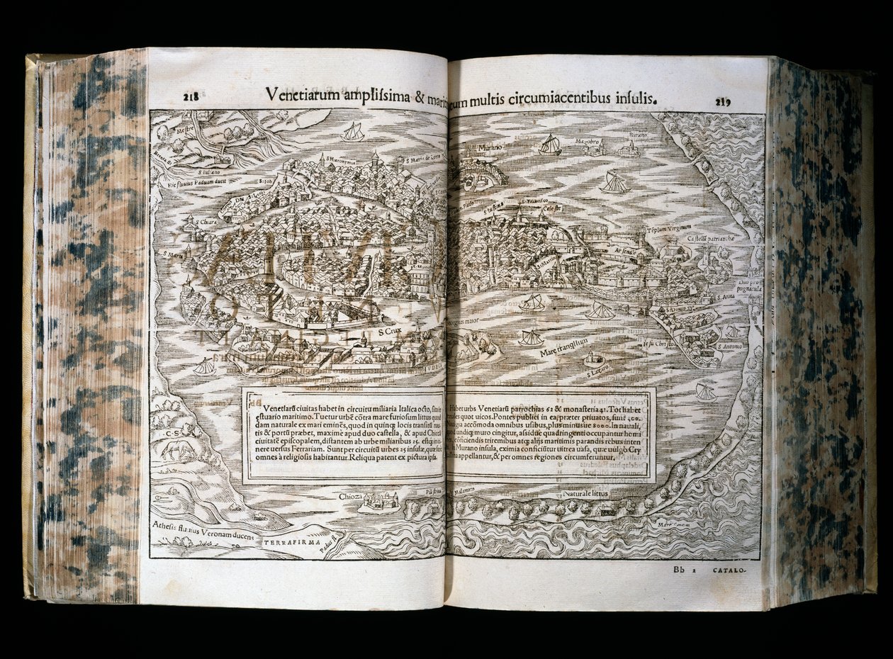 Venedig, illustration från Cosmographia, av Sebastian Munster (1488-1552), träsnitt, 31x22 cm, H. Petri-tryck, Basel av Sebastian Munster