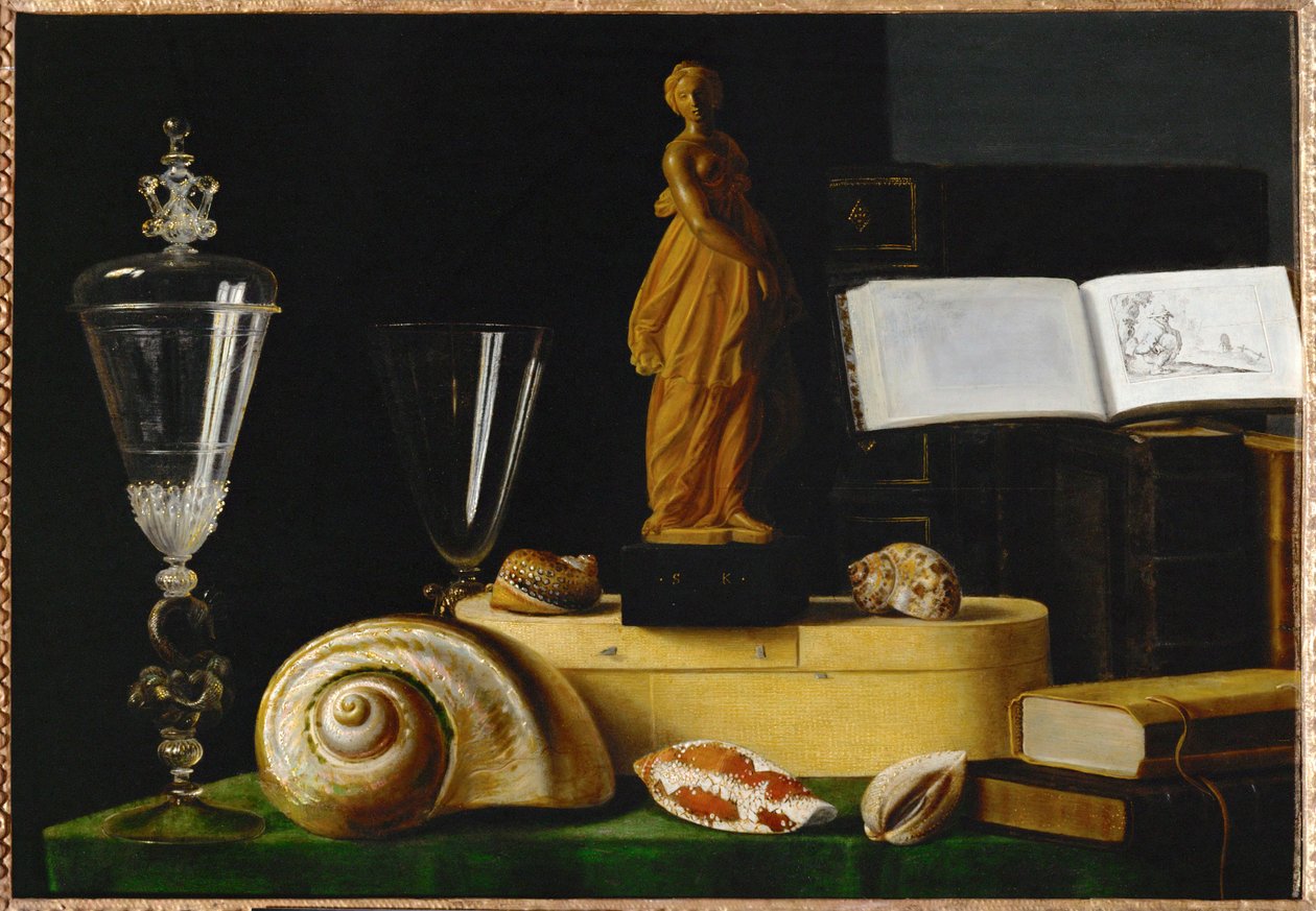 Nature morte a la statuette et aux coquillages - Stilleben med staty och snäckor ... av Sebastian Stoskopff