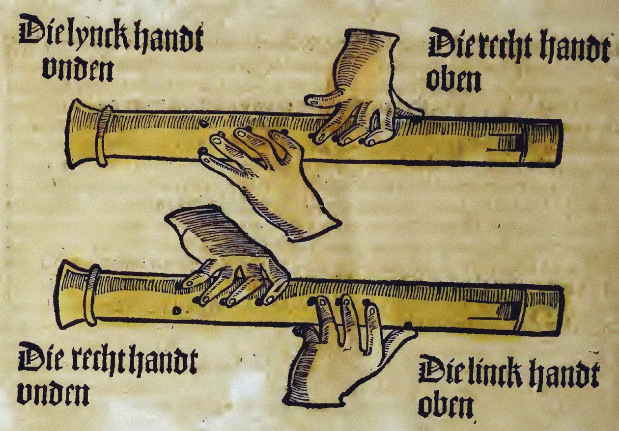 Blockflöjtsduo (ur Musica gotutscht av Sebastianus Virdung) av Virdung, Sebastian (1465-1511) av Sebastian Virdung