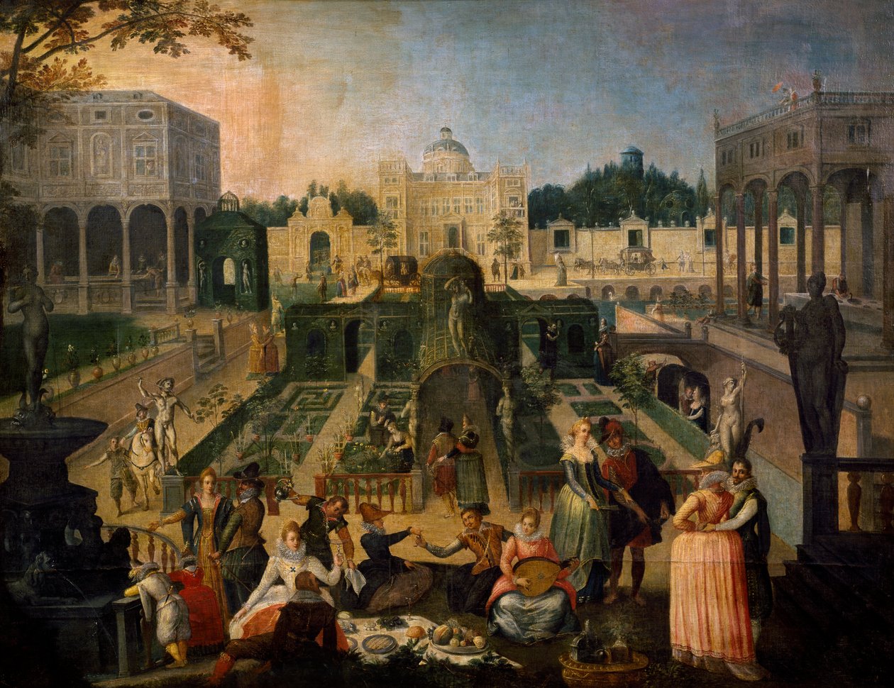 Sikukuu katika bustani ya Duke of Mantua, c.1595 swed av Sebastian Vrancx