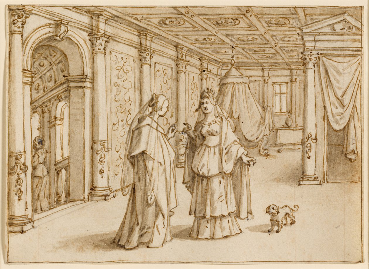 Anna och Dido samtalar om Aeneas av Sebastian Vrancx