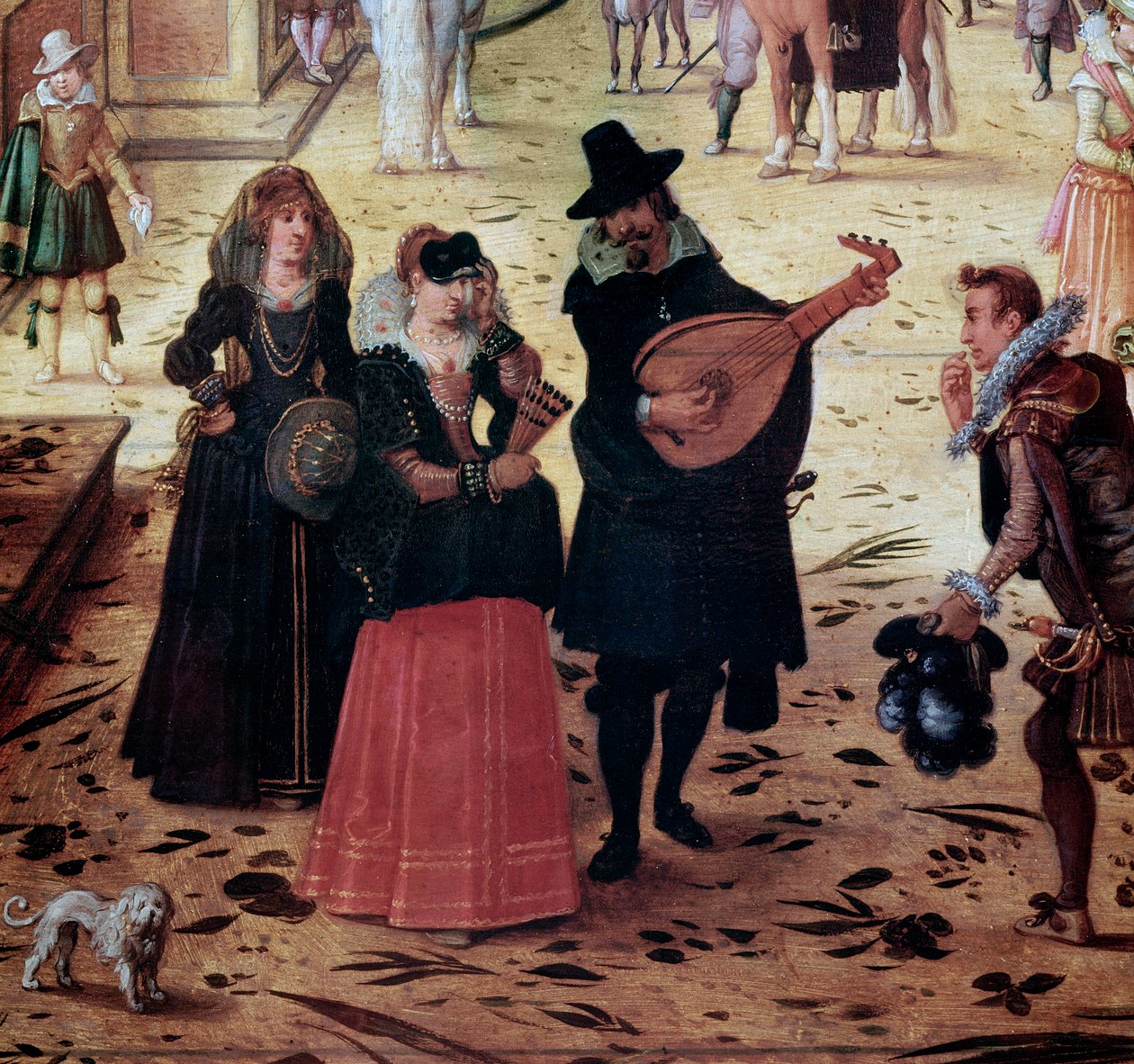 Landskap med Villa Medicis i Rom, Italien (Landskap med villa Medicis, Rom, Italien) Detalj Eleganta vandrare och musiker i parken - Målning av Sebastian Vrancx (1573-1647) 1600-talet Neapel Museo Nazionale di Capodimonte av Sebastian Vrancx