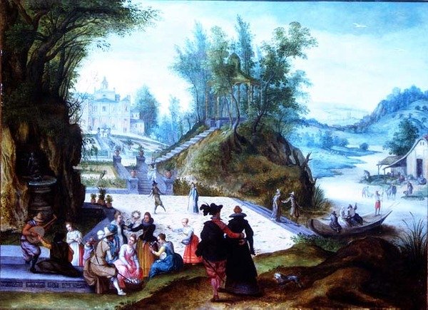Månaderna maj och juni med en capriccio utsikt över Villa Borghese av Sebastian Vrancx