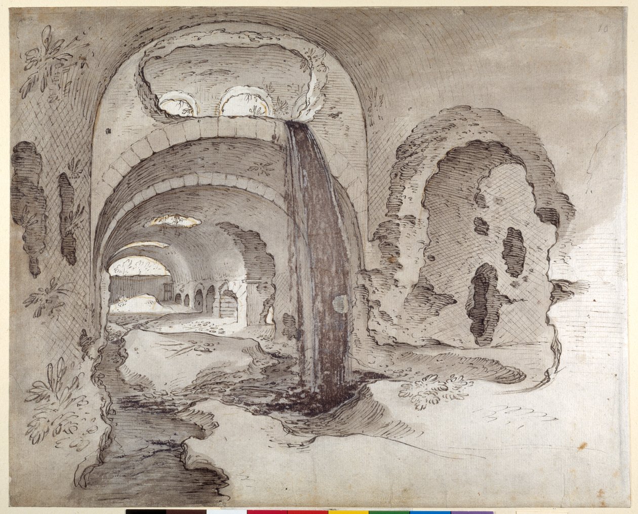 Tivoli, Cryptoporticus under Hercules Victors tempel (penna och bläck med tvätt på papper) av Sebastian Vrancx