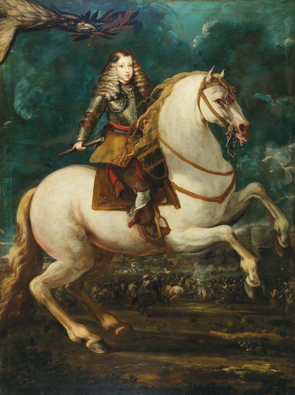 Ridsporträtt av Karl II av Spanien, 1660-talet. av Sebastian de Herrera Barnuevo