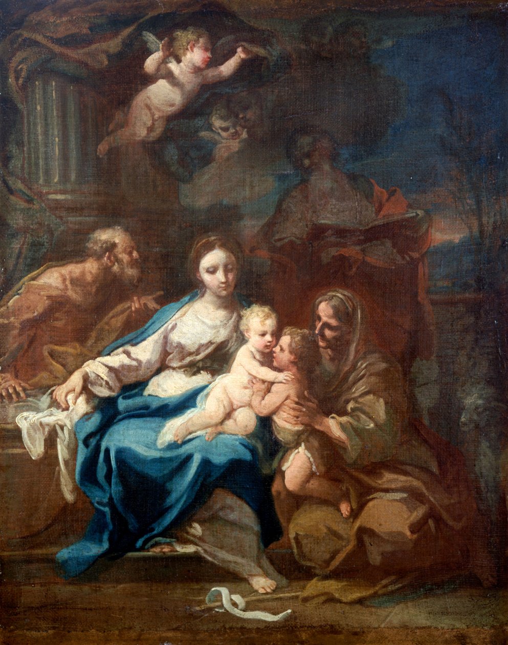 Helig familj med St Anne, baptisten och Zacharias av Sebastiano Conca