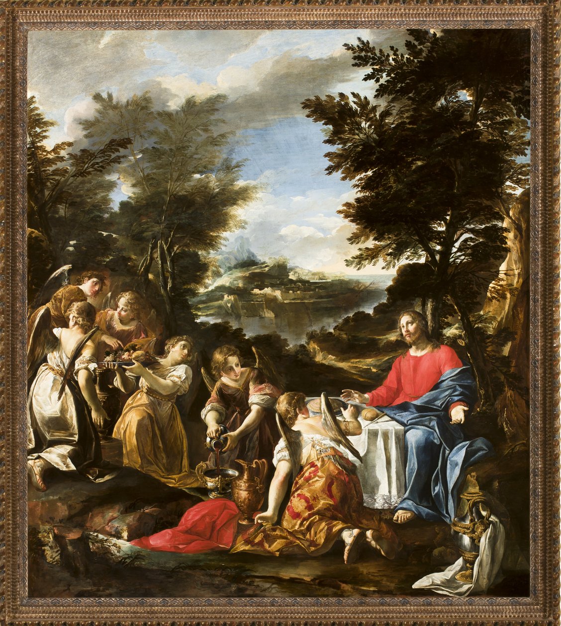 Kristus tjänas av änglar, ca 1695 av Sebastiano Ricci
