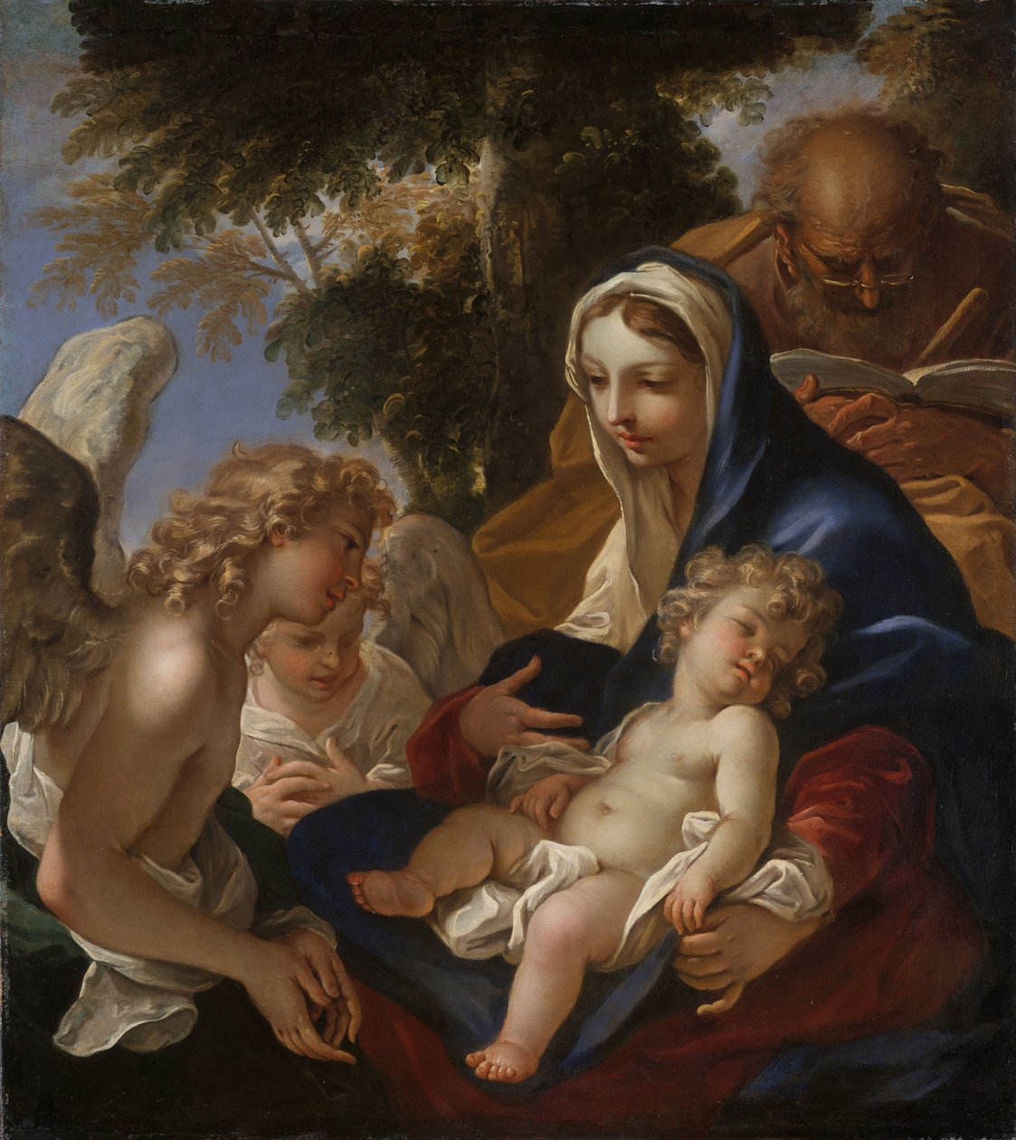 Den heliga familjen med änglar, ca 1700 av Sebastiano Ricci
