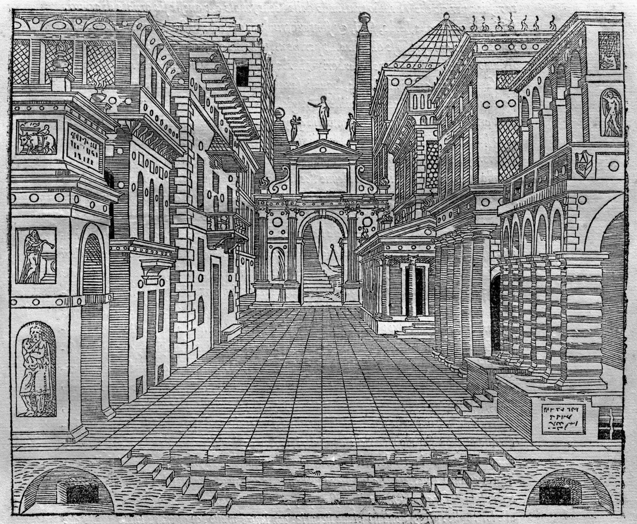 Scenografi för en tragisk scen av Sebastiano Serlio