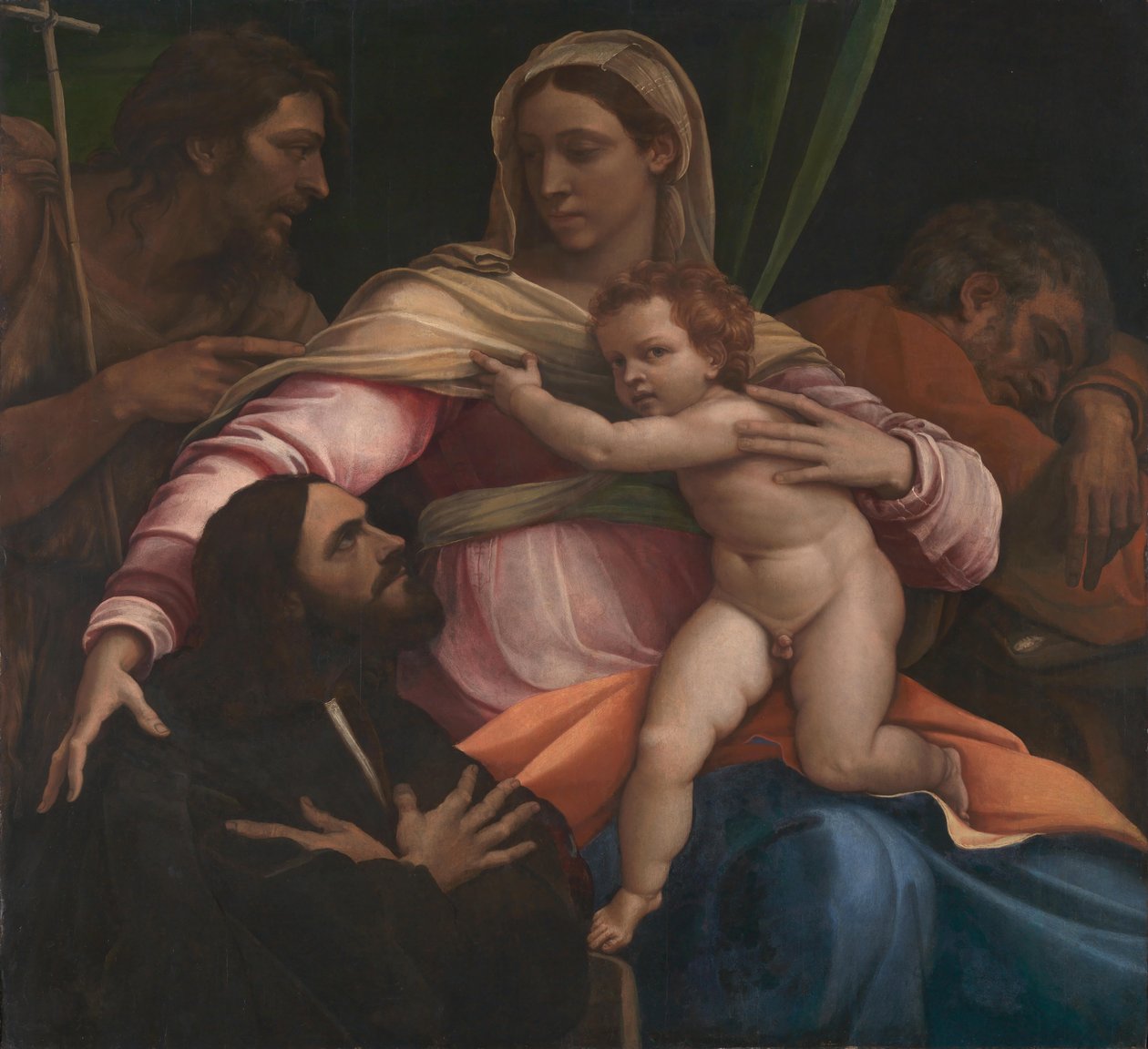 Madonna och barn med SS. Josef och Johannes Döparen och en donator (panel) av Sebastiano del Piombo