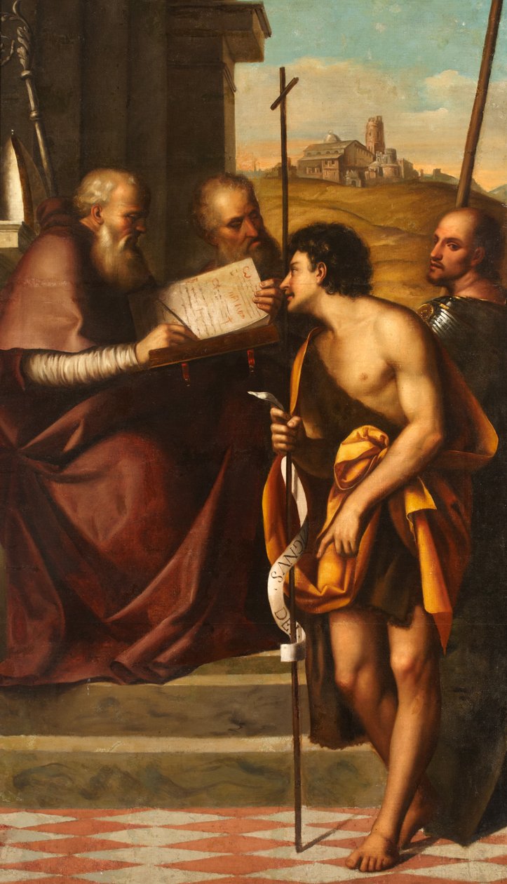 St John the Baptist, St John Chrysostom, St John the Evangelist och St Theodore av Sebastiano del Piombo