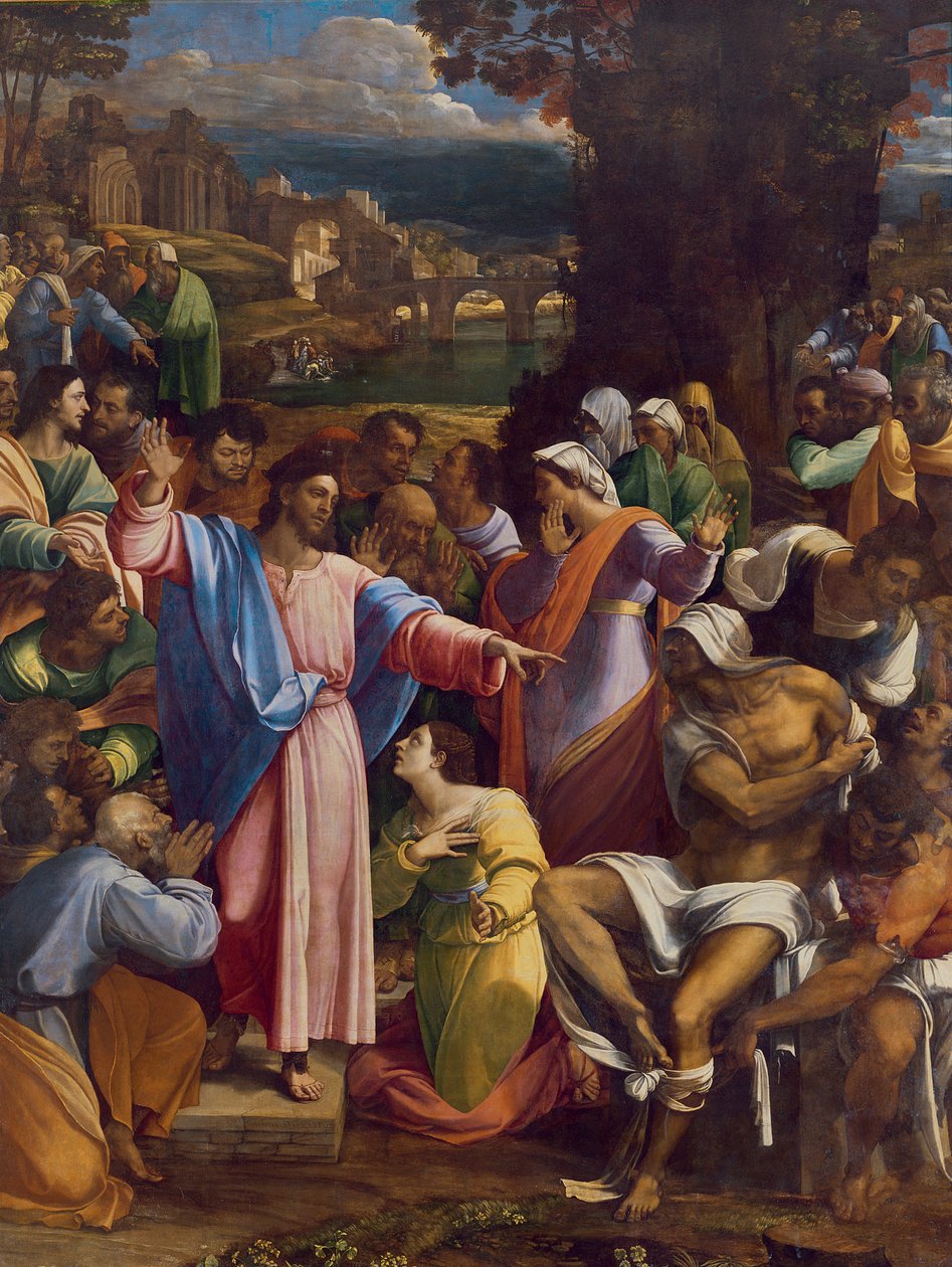 The Raising of Lazarus, ca. 1517-19 (olie på lærred overført fra træ) swed av Sebastiano del Piombo
