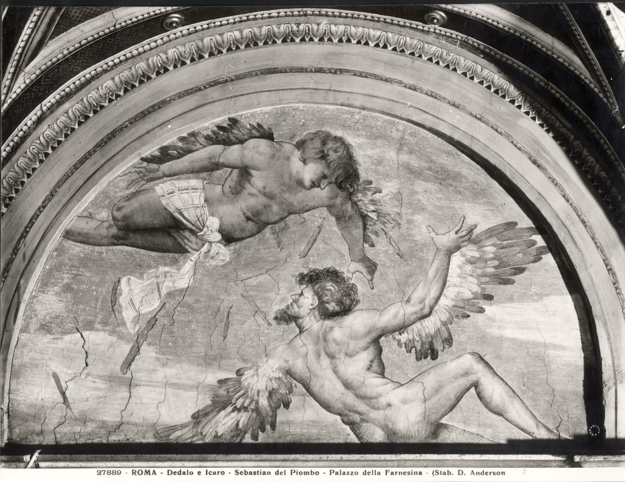 Daedalus och Ikaros, från cykeln av Ovidius metamorfoser, c.1511 av Sebastiano del c.1485 1547 Piombo