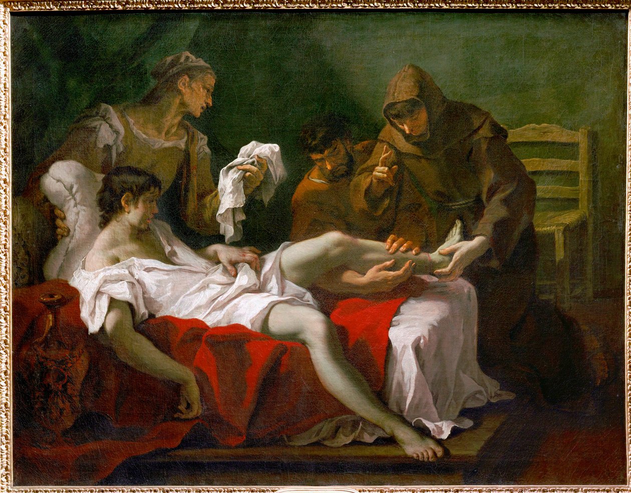 Sankt Antonius av Padua helar en ungdom ... av Sebastiano (attr. to) Ricci