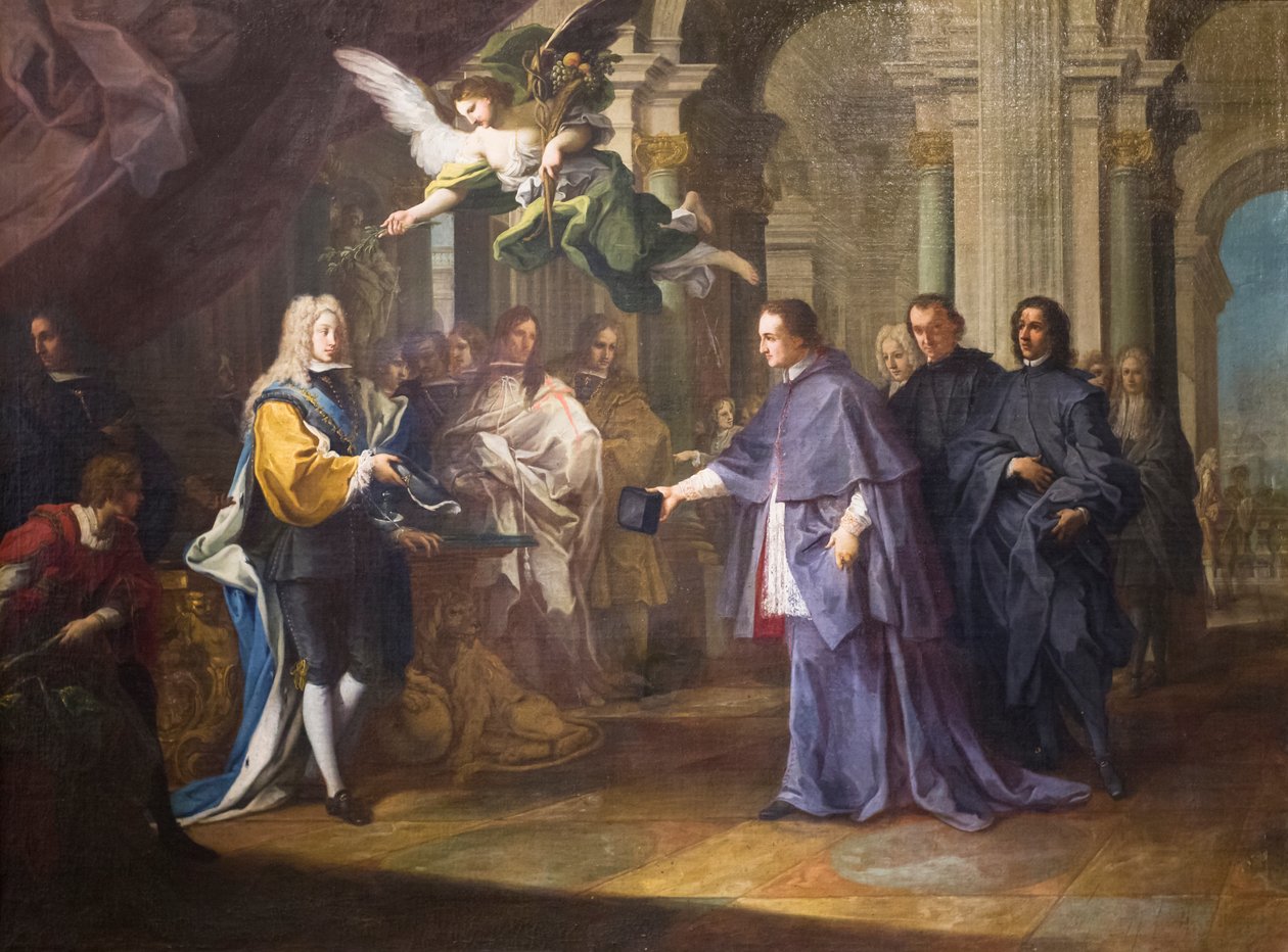 Mötet mellan kardinal Felipe Chigi Zondadari och Filip V, kung av Spanien av Sebastiano Conca