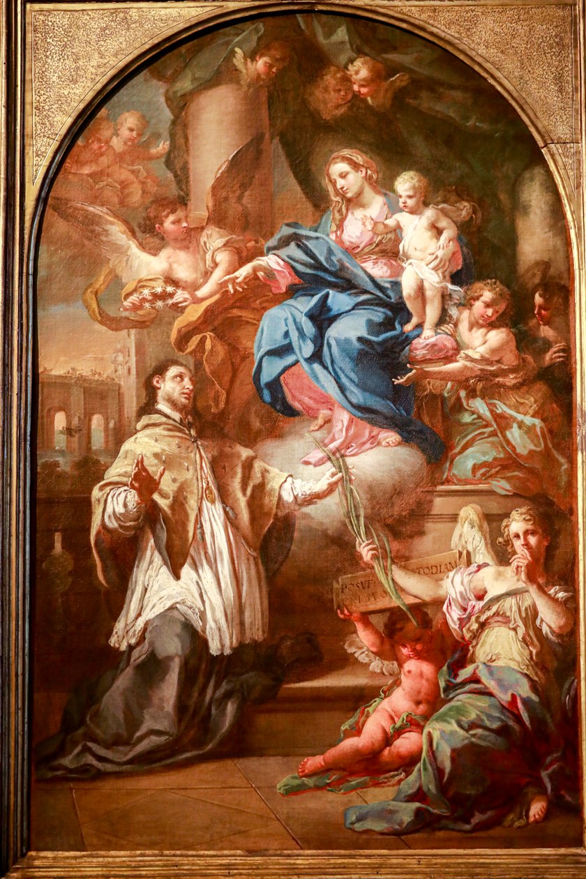 Jungfrun och barnet med Johannes Nepomucene, före 1732, olja på duk av Sebastiano Conca