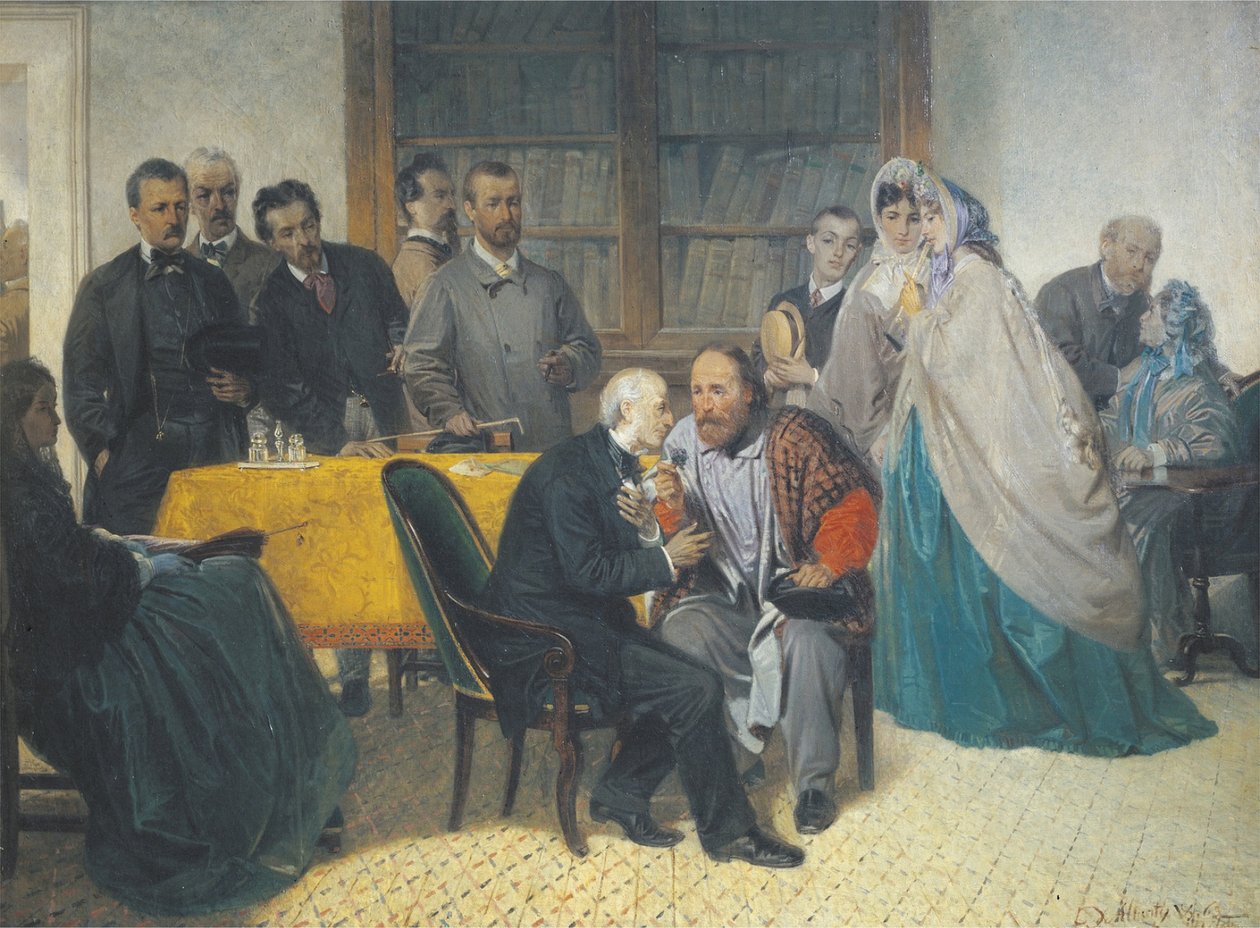 Giuseppe Garibaldi besöker Alessandro Manzoni den 15 mars 1862 av Sebastiano de Albertis