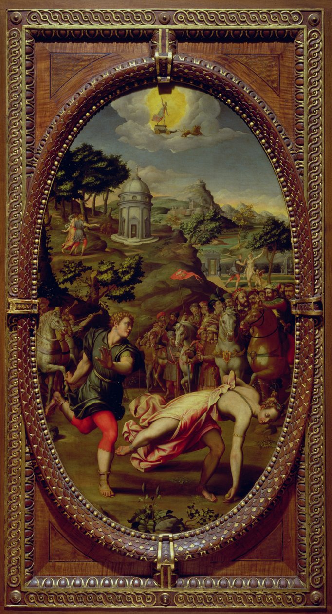 Atalanta och Hippomenes, 1572 (olja på skiffer) av Sebastiano Marsili