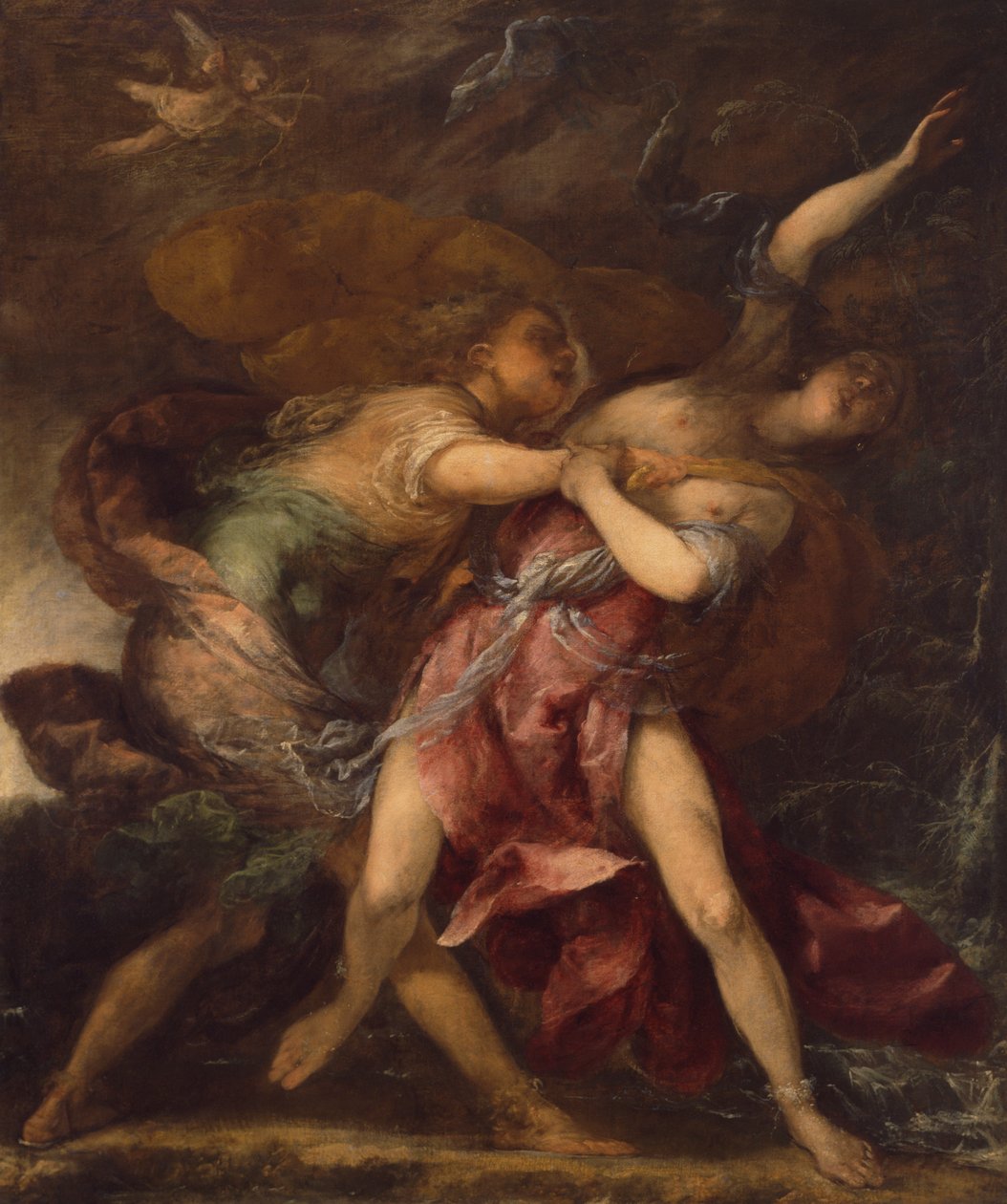 Apollo och Daphne (olja på duk) av Sebastiano Mazzoni