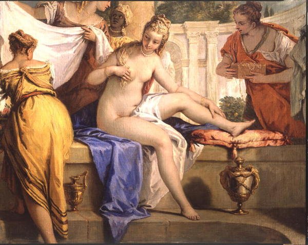 Bathsheba Bathing, ca 1725 (olja på duk) (detalj av 206172) av Sebastiano Ricci
