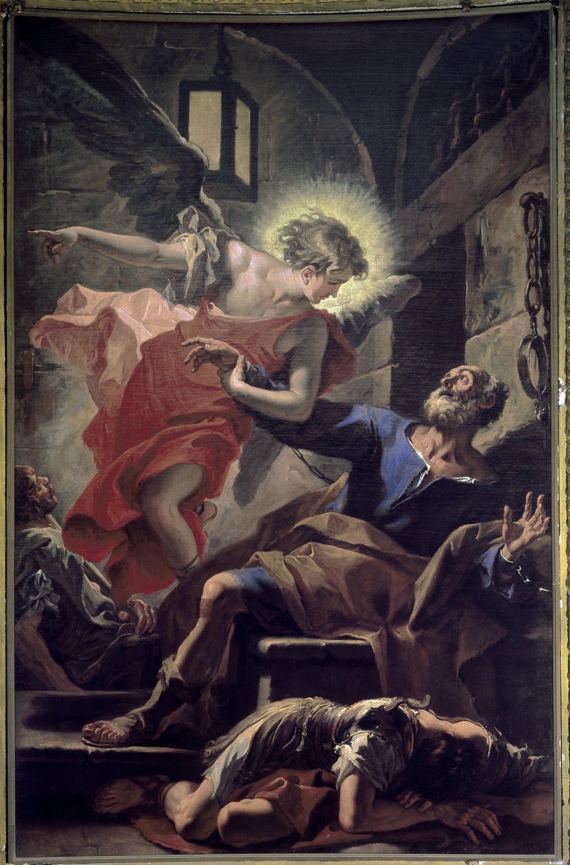 Sankt Peters befrielse - Sankt Peter frigiven från fängelset. Målning av Sebastiano Ricci av Sebastiano Ricci