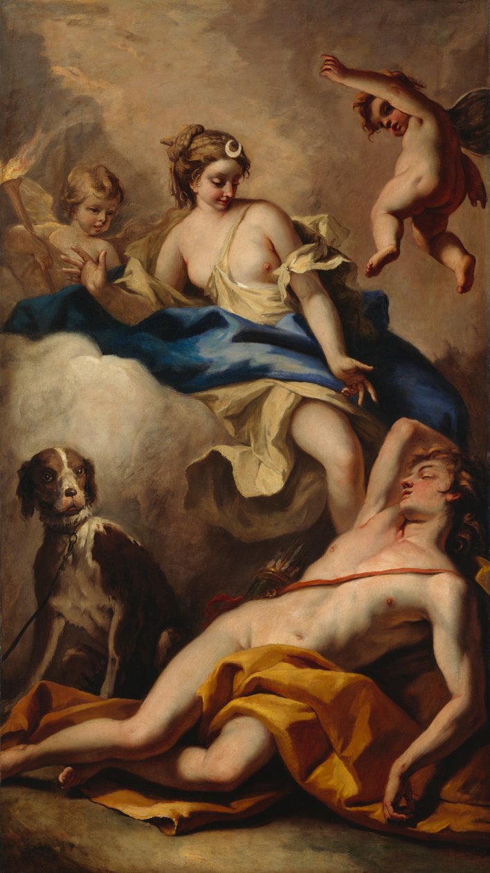 Diana och Endymion (olja på duk) av Sebastiano Ricci